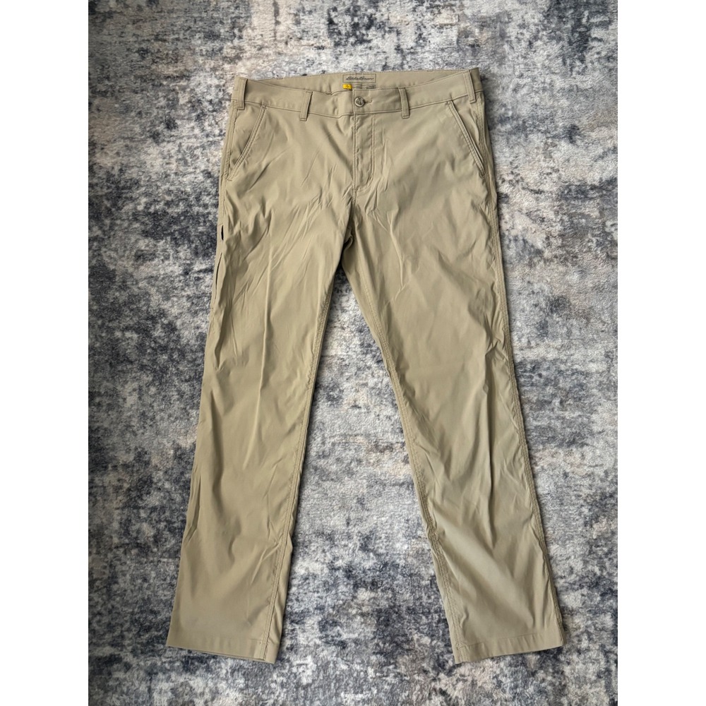 Eddie Bauer‎ Travex Pants Mens 38x32 Tan Beige Nylon Stretch Hiking Tech Pocket